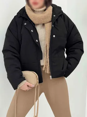 کاپشن جلو سه دکمه کلاهدار