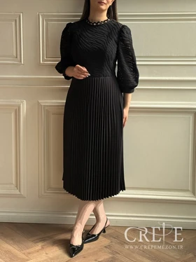 پیراهن گیپور طرحدار دامن پلیسه