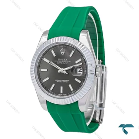 ساعت مردانه رولکس دیت جاست 2 بند رابر سبز Rolex-6613-G