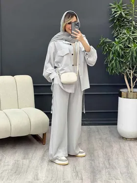 ست مانتو و شلوار پایین بند دار