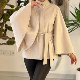 کت زنانه پانچ موهر مدل یقه ایستاده