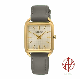 ساعت مچی زنانه کلاسیک با قاب طلایی و بند چرمی – Seiko Ladies Watch SWR090P1