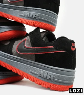کفش کتانی مردانه و زنانه طوسی مشکی قرمز نایک NIKE AIR FORCE