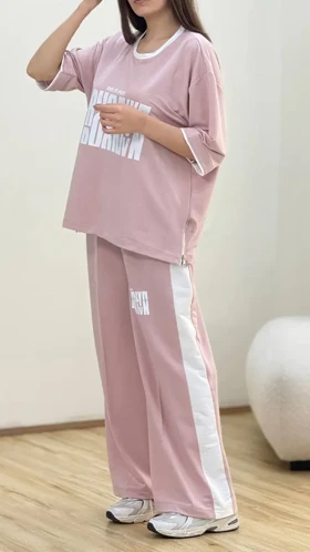 ست تیشرت و شلوار بغل زیپ