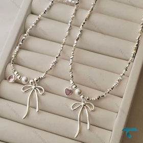 گردنبند قلب و پاپیون GhardanBand-8534-L