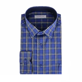 پیراهن مردانه رسمی چهارخونه آبی