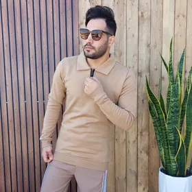 پلیور دورس نیم زیپ مردانه شتری