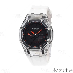 ساعت جی شاک GA2100 مردانه سفید شیشه ای ایندکس نارنجی 105850