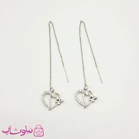 گوشواره بخیه ای YSX طرح قلب نقره ای