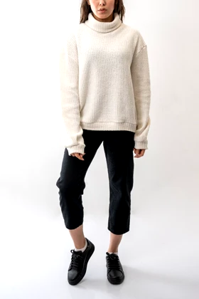 بافت یقه اسکی آستین بلند زنانه