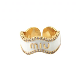 انگشتر زنانه میناکاری موج دار miu (سفید)