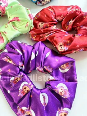 کش مو اسکرانچی ساتن طرح لبوبو