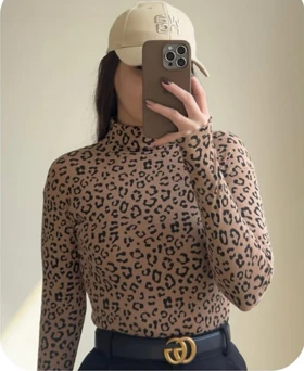 بلوز یقه اسکی پلنگی 49557