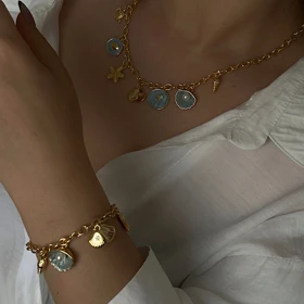 نیم ست دستبند گردنبند آویزدار کد 768