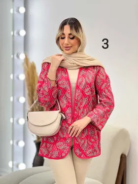 مانتو طرح دار نوار دوزی دو جیب