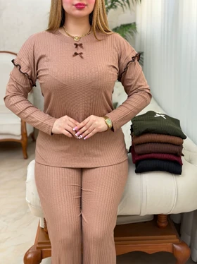 بلوز شلوار پاپیون چین‌دار 3673