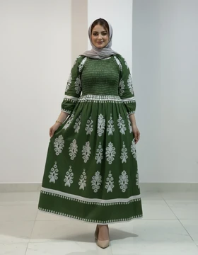 پیراهن ساحلی وارداتی طرح نقشینه 7309 (سبز)