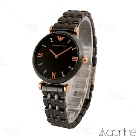 ساعت امپریو آرمانی زنانه مشکی رزگلد سرامیکی 105145