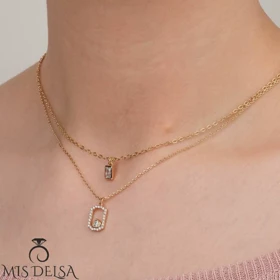 گردنبند ژوپینگ مدل دو لایه مربع
