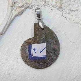 گردنبند آمونیت اصل کد (همراه با زنجیر استیل و بند چرمی)47