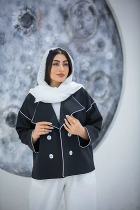 کت کتان لمه مغزی دوزی