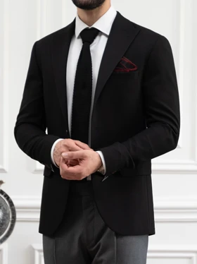 کت فاستونی مشکی (دو دکمه قهوه ای) c236