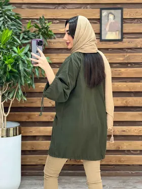 مانتو دوجیب آستین بنددار
