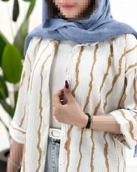 شومیز راه‌راه پاکتی جین کاغذی