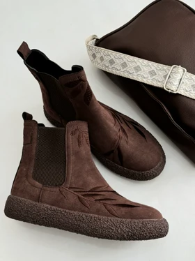 نیم بوت زیره برفی گلدوزی 2321 (قهوه ای)