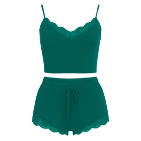 تاپ شورتک نخی کبریتی 2026 رنگ سبز کله غازی برند آنیتا