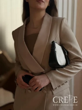 ست کت و شلوار راه راه یقه ساتن