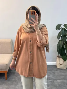 مانتو کتان دوجیب ساده قد 80