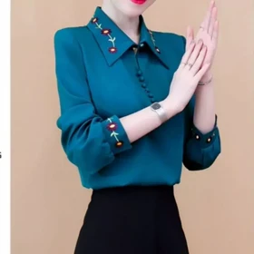 شومیز مجلسی زنانه گلدوزی شده وارداتی