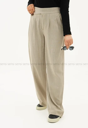 شلوار کمر کج لینن ایتالیایی کد1005391