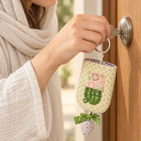 جاکلیدی پارچه‌ای دست‌دوز طرح کاکتوس کد 110