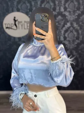 شومیز ساتن یقه مروارید کد : 8176