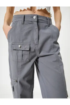 شلوار Chino Cargo گاباردین پنبه‌ای راحت 4SAL40069IW