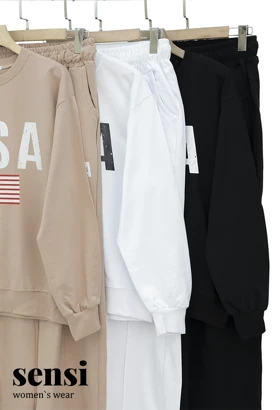 ست دورس و شلوار بگ USA چاپی