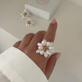 نیم ست گوشواره و انگشتر مروارید کد 667