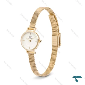ساعت دنیل ولینگتون مینی زنانه گرد حصیری طلایی صفحه سفید DW-6653-L