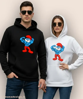 هودی مردانه و زنانه طرح اسمورف بدنساز کد 1053
