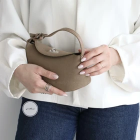 کیف زنانه جیر دوشی - دستی مدل رایان (نسکافه ای)