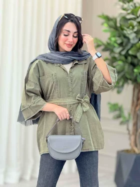 مانتو دو جیب ریش دار پروین