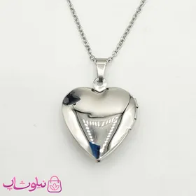 گردنبند دخترانه طرح قلب بازشو نقره ای