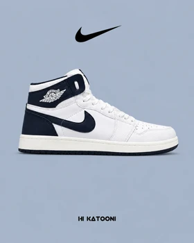 کتانی نایک Air Jordan 1 سفید مشکی مدل 9702 استایل کلاسیک و خیابانی