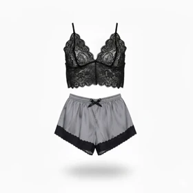 ست نیم‌تنه گیپور و شلوارک مدل 023