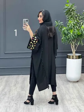 مانتو بلند طرح دار ترکیبی