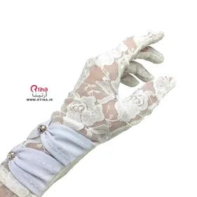 دستکش سفید مجلسی زنانه لاکچری مدل پاپیون دار
