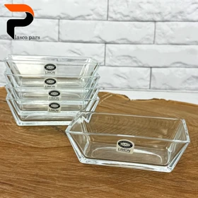 ست کاسه 6 عددی شیشه ای بزرگ مستطیل لیمون