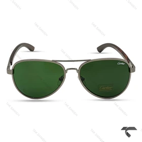 عینک دودی مردانه CT2851-5 کارتیه خلبانی شیشه سبز Cartier-9865-G